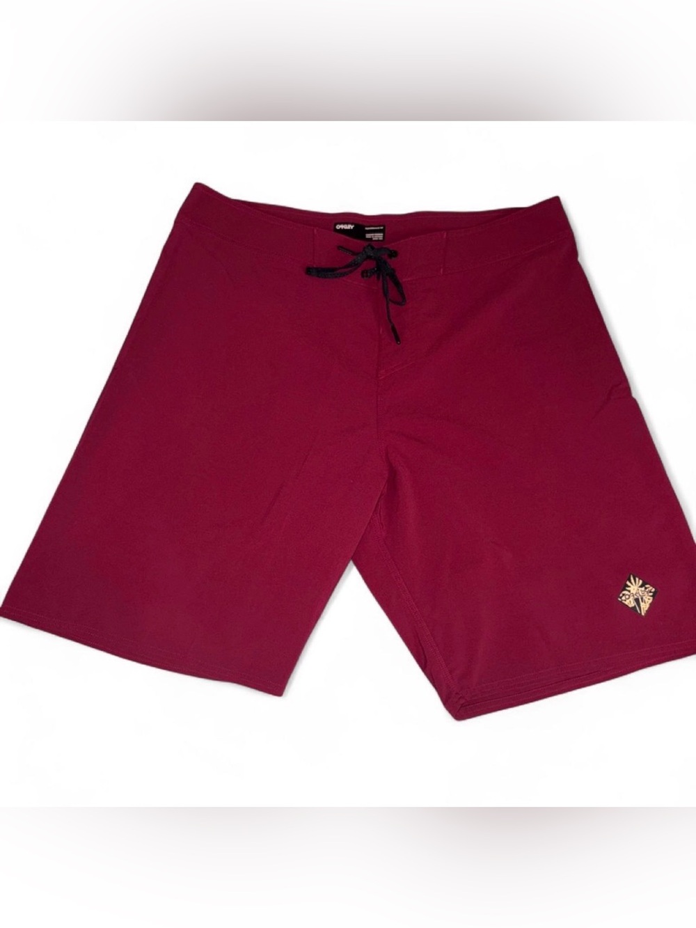 Oakley Men's Maroon Swim Board Shorts with Black Drawstring
